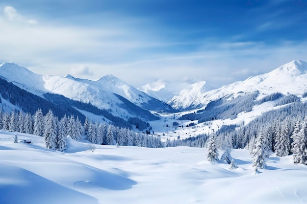 panorama delle montagne invernali con sfondo di spazio copia neve