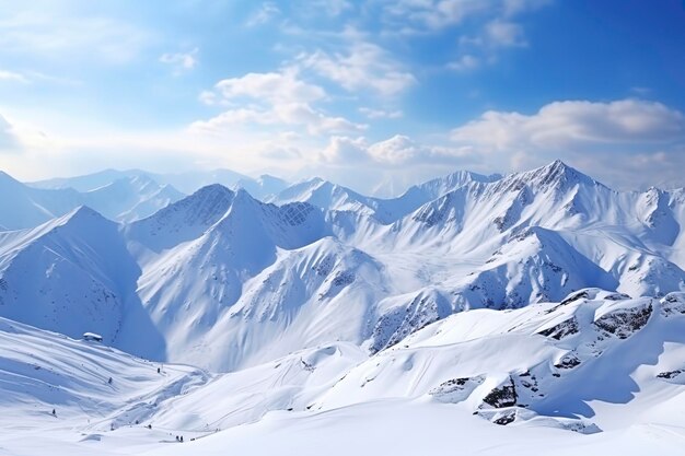 panorama delle montagne invernali con sfondo di spazio copia neve