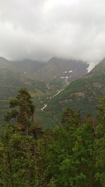 Panorama delle verdi montagne caucasiche