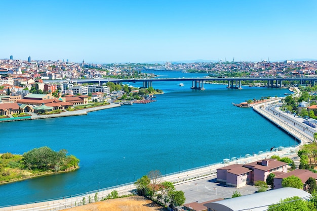 Panorama di Istanbul con il ponte della metropolitana di Halic