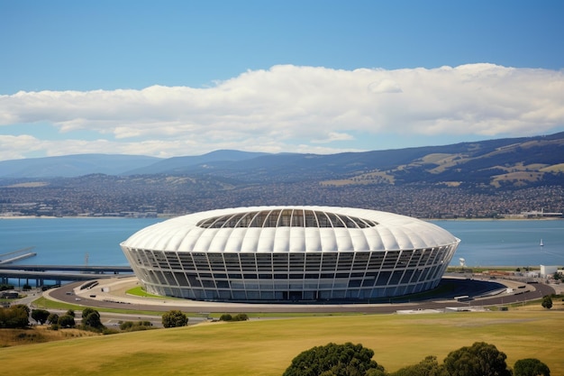 panorama di un grande stadio abbandonato a Hobart