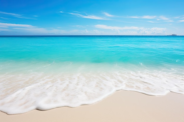 Panorama di una bellissima spiaggia di sabbia bianca e acqua turchese alle Maldive Spiaggia estiva per le vacanze