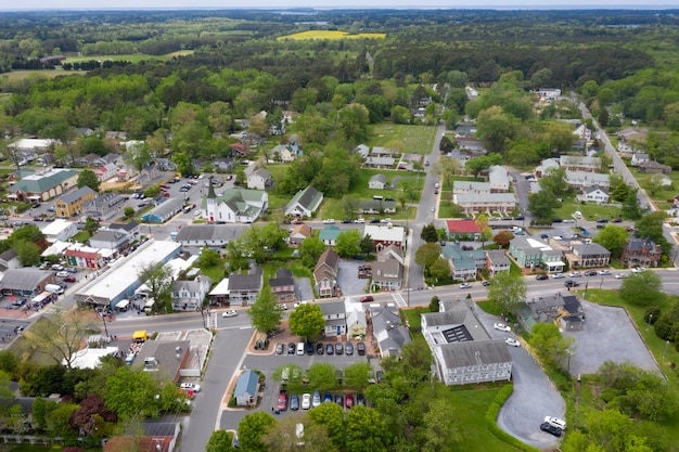 Panorama di vista aerea della baia di Chespeake di St. Michaels Maryland