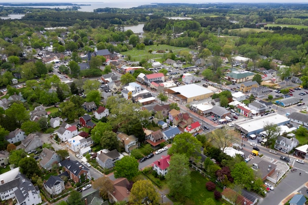 Panorama di vista aerea della baia di Chespeake di St. Michaels Maryland