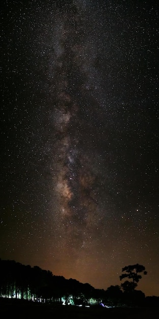 Panorama Galassia della Via Lattea Fotografia a lunga esposizione Con grana