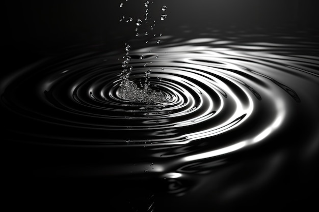 Panorama L'acqua ondeggia da una goccia d'acqua nel tono scuro goccia d'acqua tono scuro cerchio nero astratto