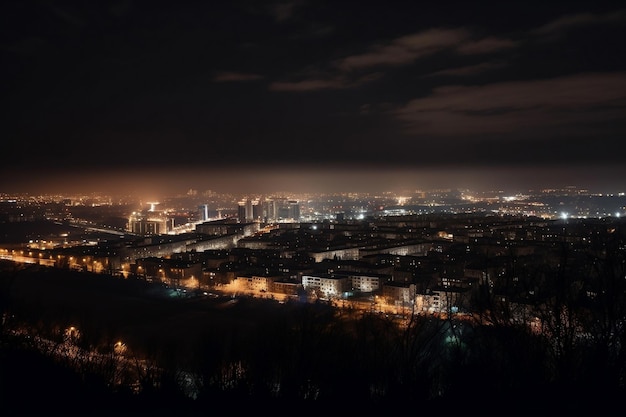 Panorama notturno della città generato dall'intelligenza artificiale