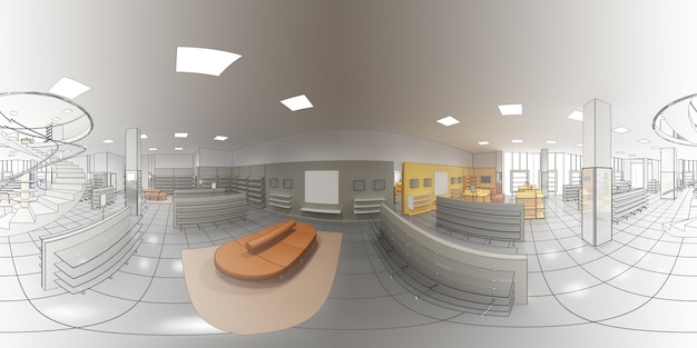 panorama sferico dell'illustrazione 3D interna