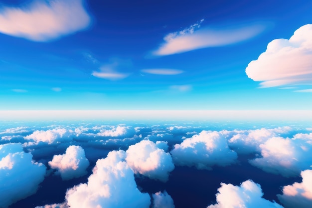 Panorama sopra le nuvole dal finestrino dell'aereo IA generativa