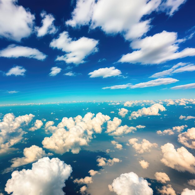 Panorama sopra le nuvole dal finestrino dell'aereo IA generativa