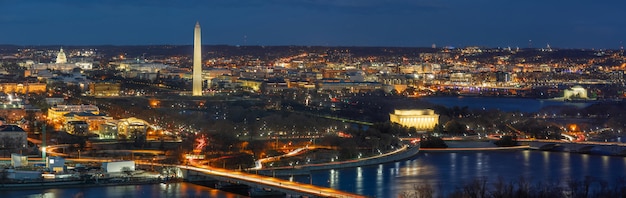 Panorama Vista dall&#39;alto scena di Washington DC giù città che può vedere negli Stati Uniti Campidoglio