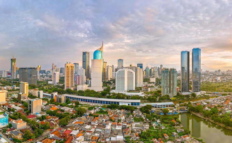 Panoramic Jakarta city during Covid19