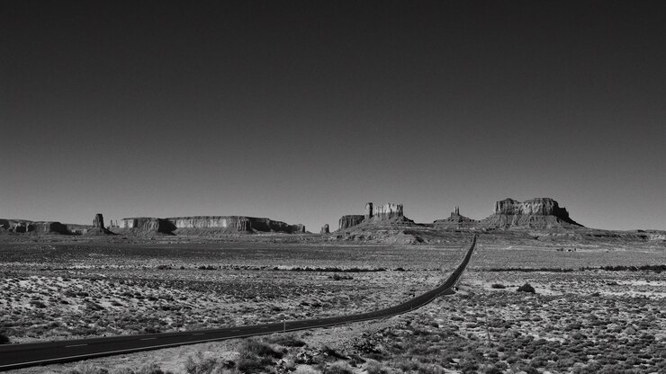 Photo panoramic view of railroad tracks on field against clear sky