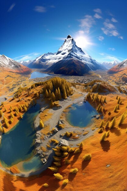 panoramiche aeree sferiche senza soluzione di continuità per la realtà virtuale dell'iconica montagna Matterhorn