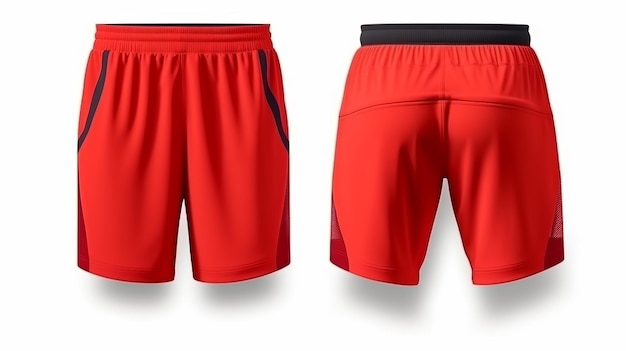 Pantaloncini da allenamento rossi isolati su sfondo bianco Generativo ai