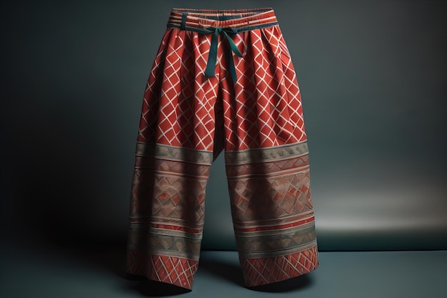 Pantaloncini da uomo con un disegno su uno sfondo di colore solido Studio di riprese ai generative