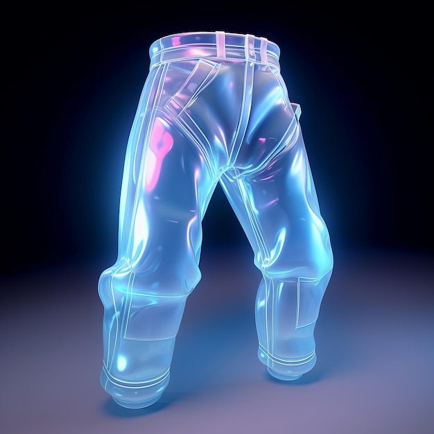 Pantaloni hipster al neon luminosi Illustrazione di scansione 3D con strati trasparenti