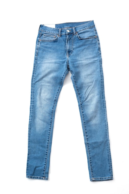 Pantaloni jeans denim alla moda isolati su sfondo bianco bellissimi pantaloni casuali