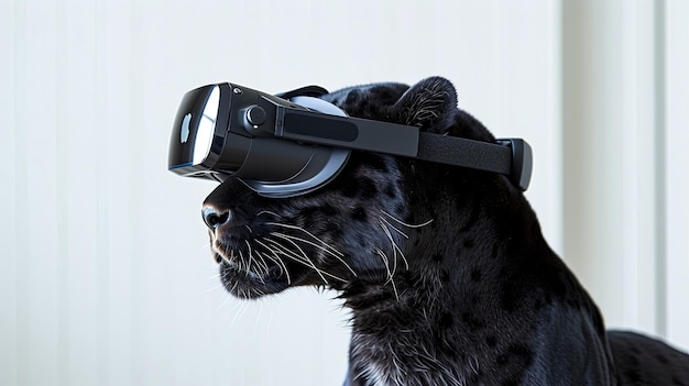 pantera con visione realtà virtuale occhiali da sole sfondo solido