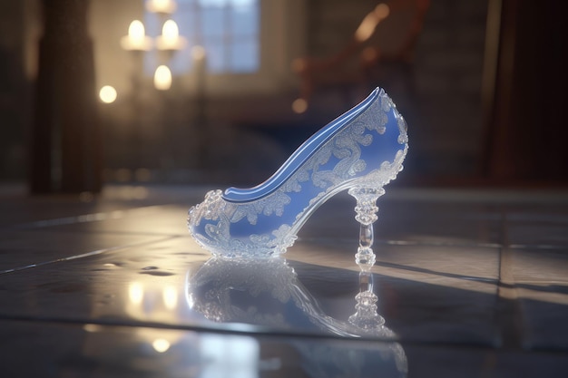 Pantofola di cristallo Scarpa da donna trasparente con tacco Generative AI