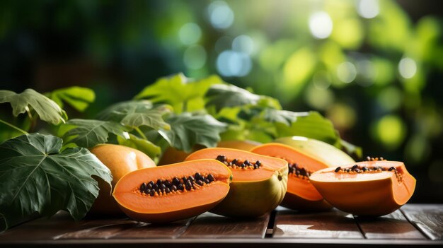 Papaya fresca sulla tavola