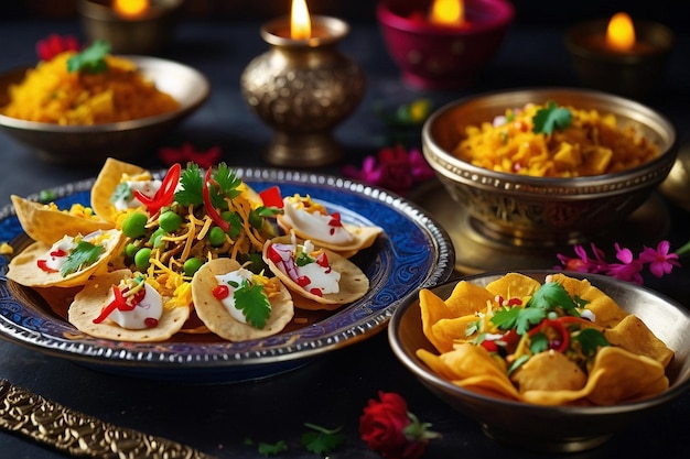 Papdi Chaat Plating Festivo