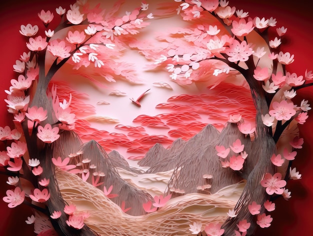 Paper Art Fiori di ciliegio rosa