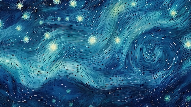 Papera da parati a modello di cielo in stile di Vicent Van Gogh Notte stellata