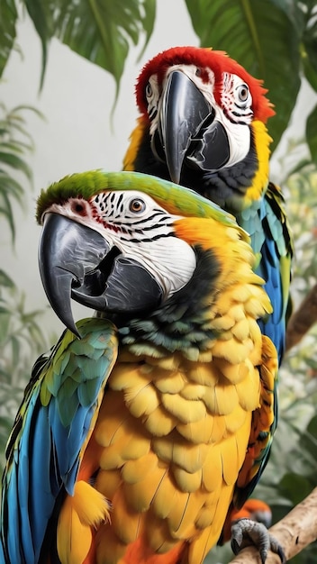 Pappagalli macaw su sfondo bianco