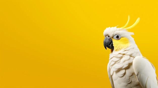 Pappagallo Cacatua su sfondo giallo Ai