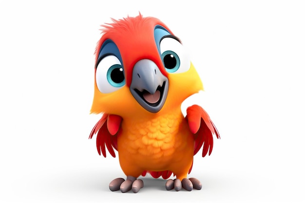 Pappagallo macaw del cartone animato 3D