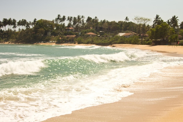 Paradise spiaggia sabbiosa con rocce, Tangalle, a sud dello Sri Lanka