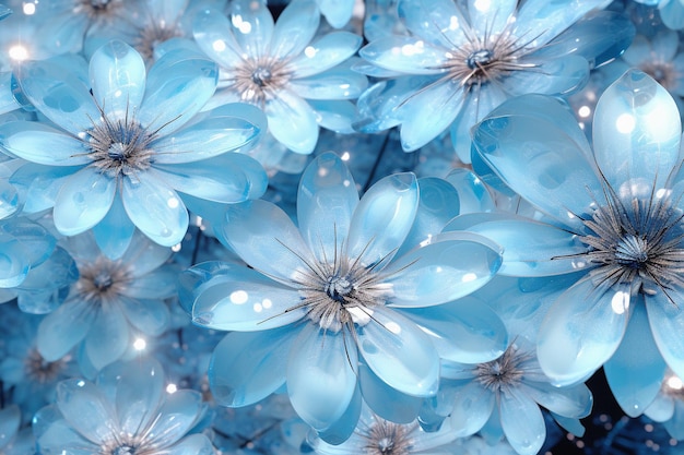 Paradiso azzurro con petali delicati alla deriva