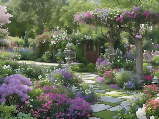 Paradiso floreale Creazione di spazi tranquilli con fiori Gemme da giardino Fiori rari e insoliti generati dall'intelligenza artificiale