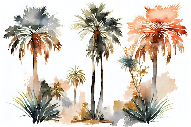 Paradiso tropicale Belle palme su sfondo bianco