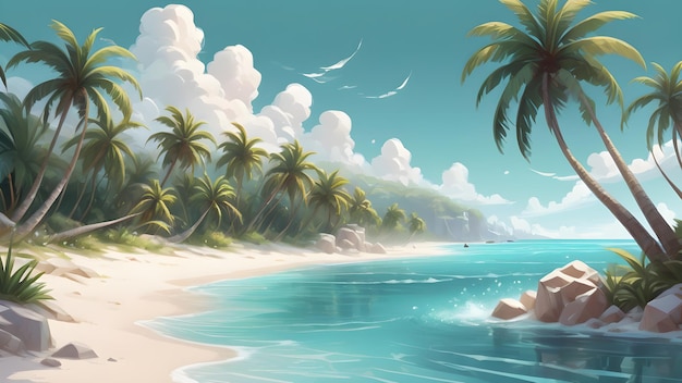 Paradiso tropicale con palme spiagge di sabbia bianca
