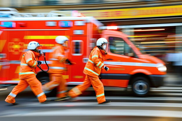 Paramedici che assistono persone ferite che forniscono cure mediche di emergenza in ambiente urbano