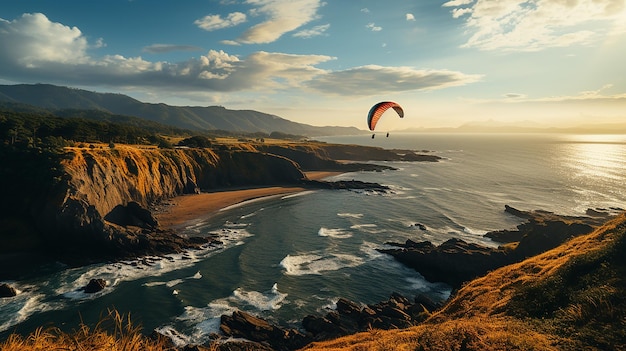 Parapendio in volo sul mare