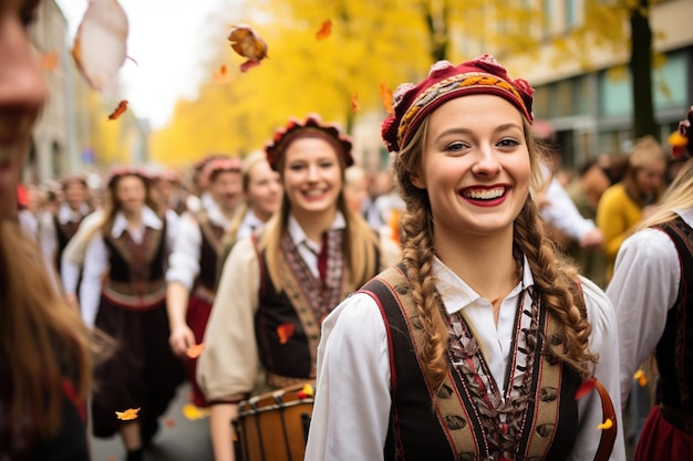 Parata in occasione dell'Octoberfest, il più grande festival popolare del mondo di Monaco di Baviera, Germania