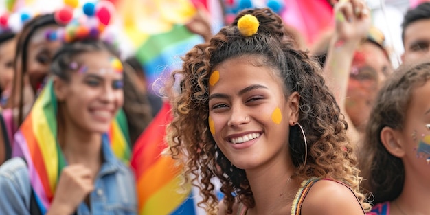 Parata LGBT con bandiere AI generativa