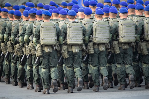 Parata militare, militari in divisa in fila