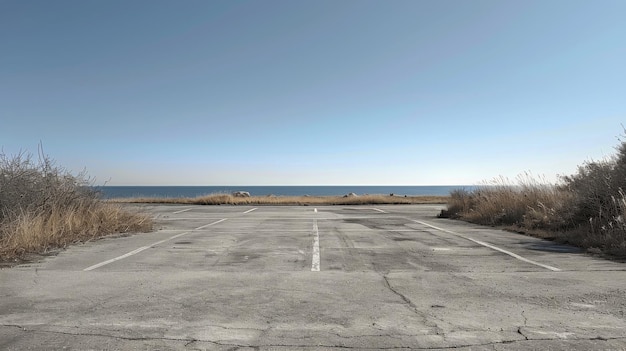 Parcheggio vuoto vicino all'oceano