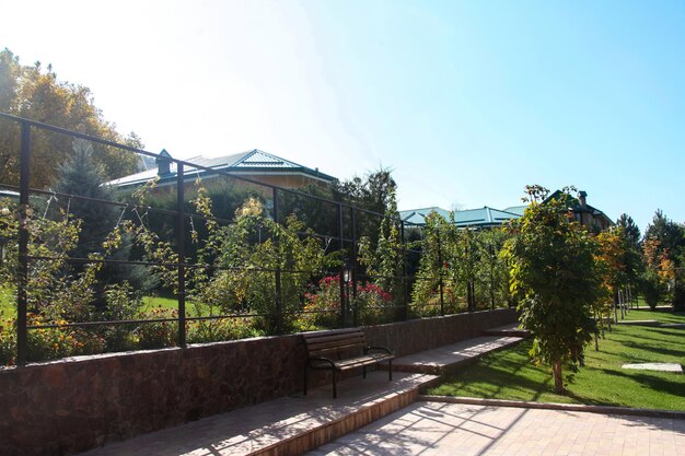 Parco con alberi intorno al casolare