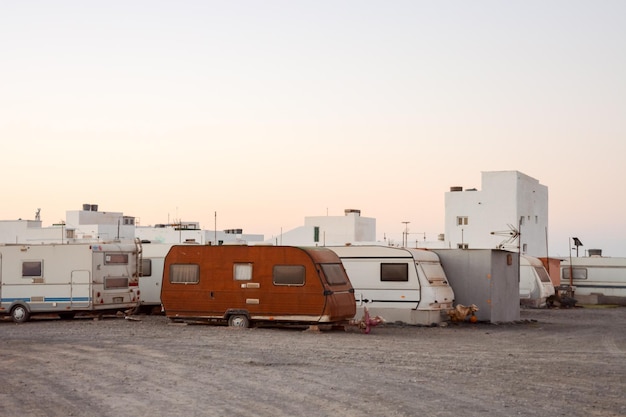 Parco delle roulotte nel deserto