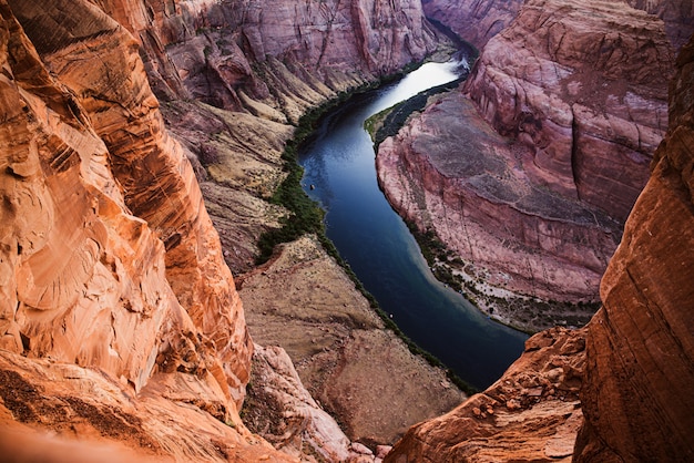 Parco nazionale americano del canyon. Curva a ferro di cavallo Glen Canyon. Bella vista della curva a ferro di cavallo.