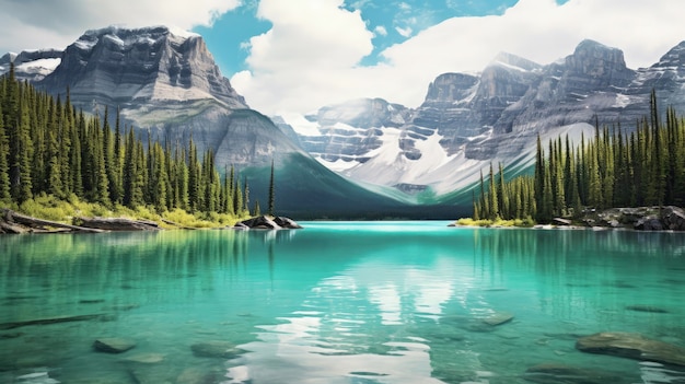 Parco nazionale di Banff Canada laghi turchesi innevati Creato con la tecnologia AI generativa