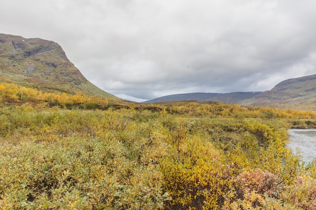 Parco nazionale di Sarek in Lapponia vista dalla montagna, autunno