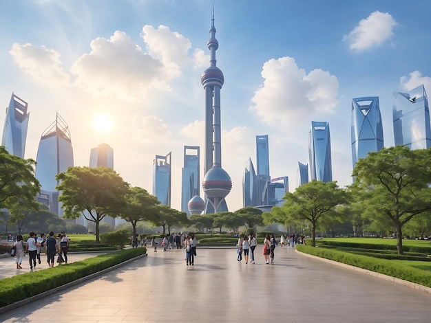 Parco nel centro finanziario di Lujiazui Shanghai Cina