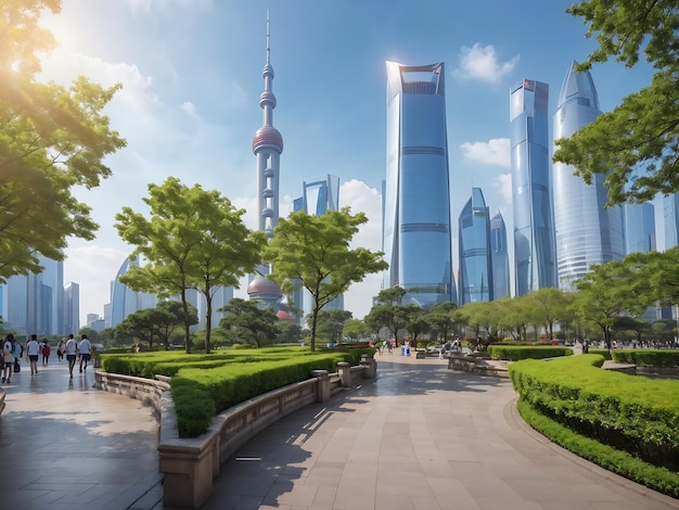 Parco nel centro finanziario di Lujiazui Shanghai Cina