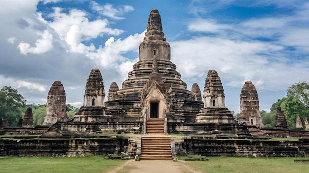 Parco storico di Ayutthaya tempio buddista di wat chaiwatthanaram in Thailandia